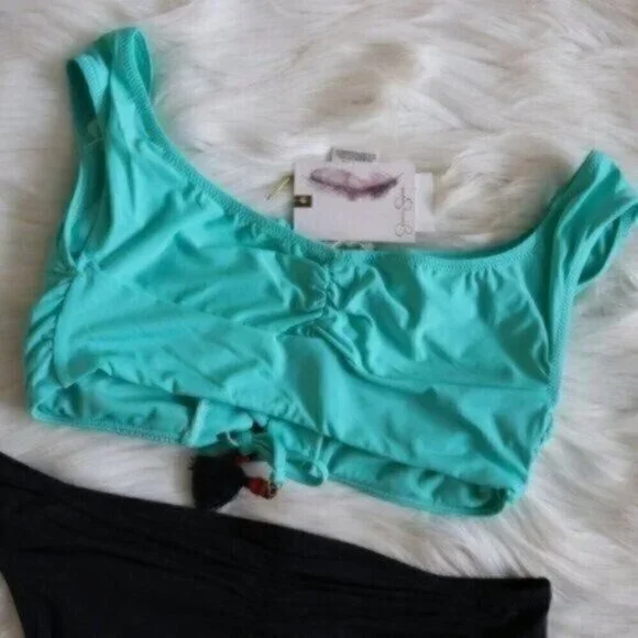 NWT Jessica Simpson Bikini Set Size Small Blue Black Bathing Suit